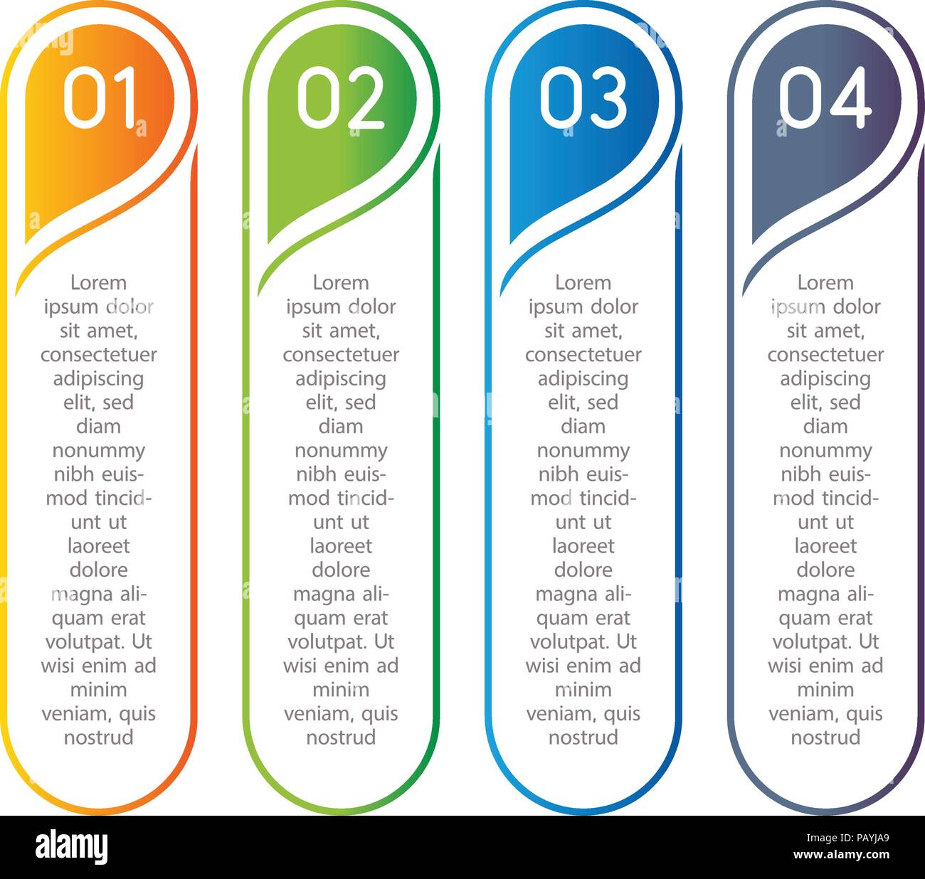 Vertical steps, infographic elements. Outline colorful menu for app interface. Number options. Web design of buttons elements. Infographics 1. 2. 3. Vector step icons. Stock Vector