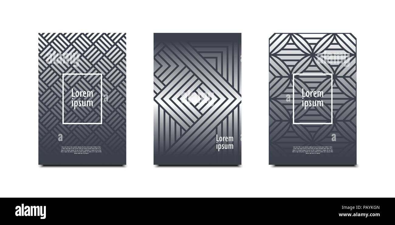 Minimal covers design. Geometric halftone gradients. Stock Vector