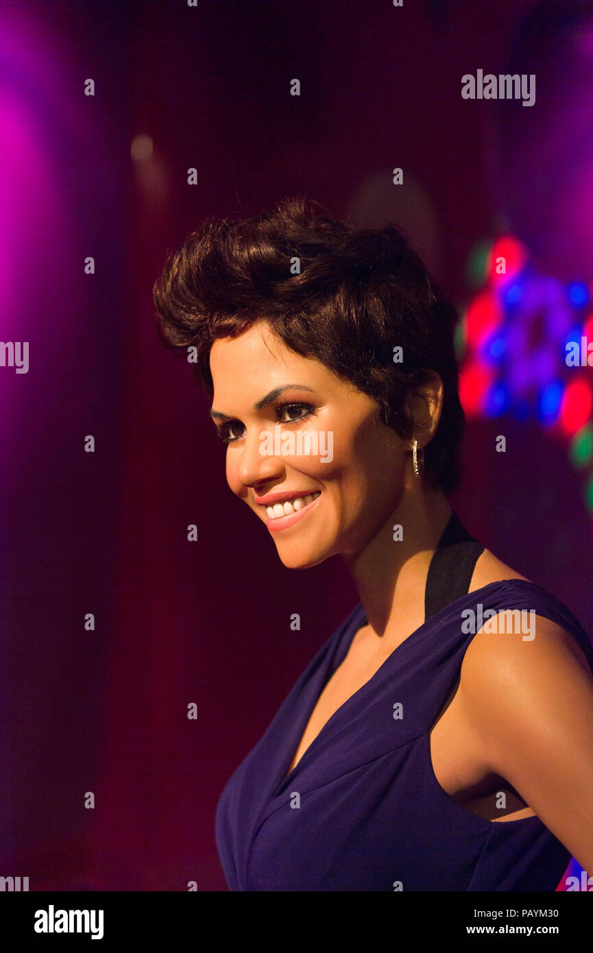 LOS ANGELES, USA - SEP 28, 2015: Halle Berry in  Madame Tussauds Hollywood wax museum. Marie Tussaud was born as Marie Grosholtz in 1761 Stock Photo