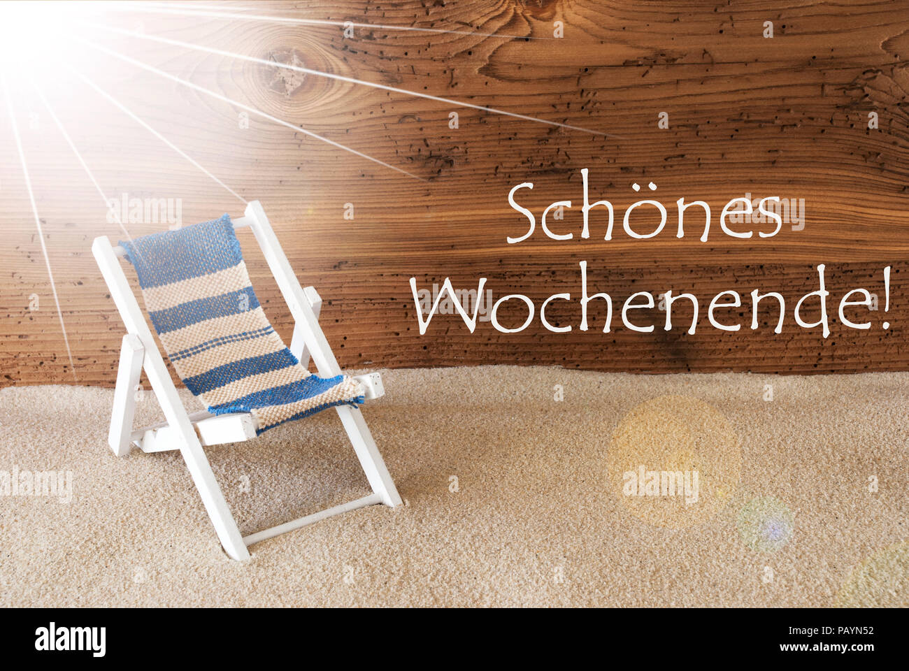 Summer Sunny Greeting Card, Wochenende Means Weekend Stock Photo