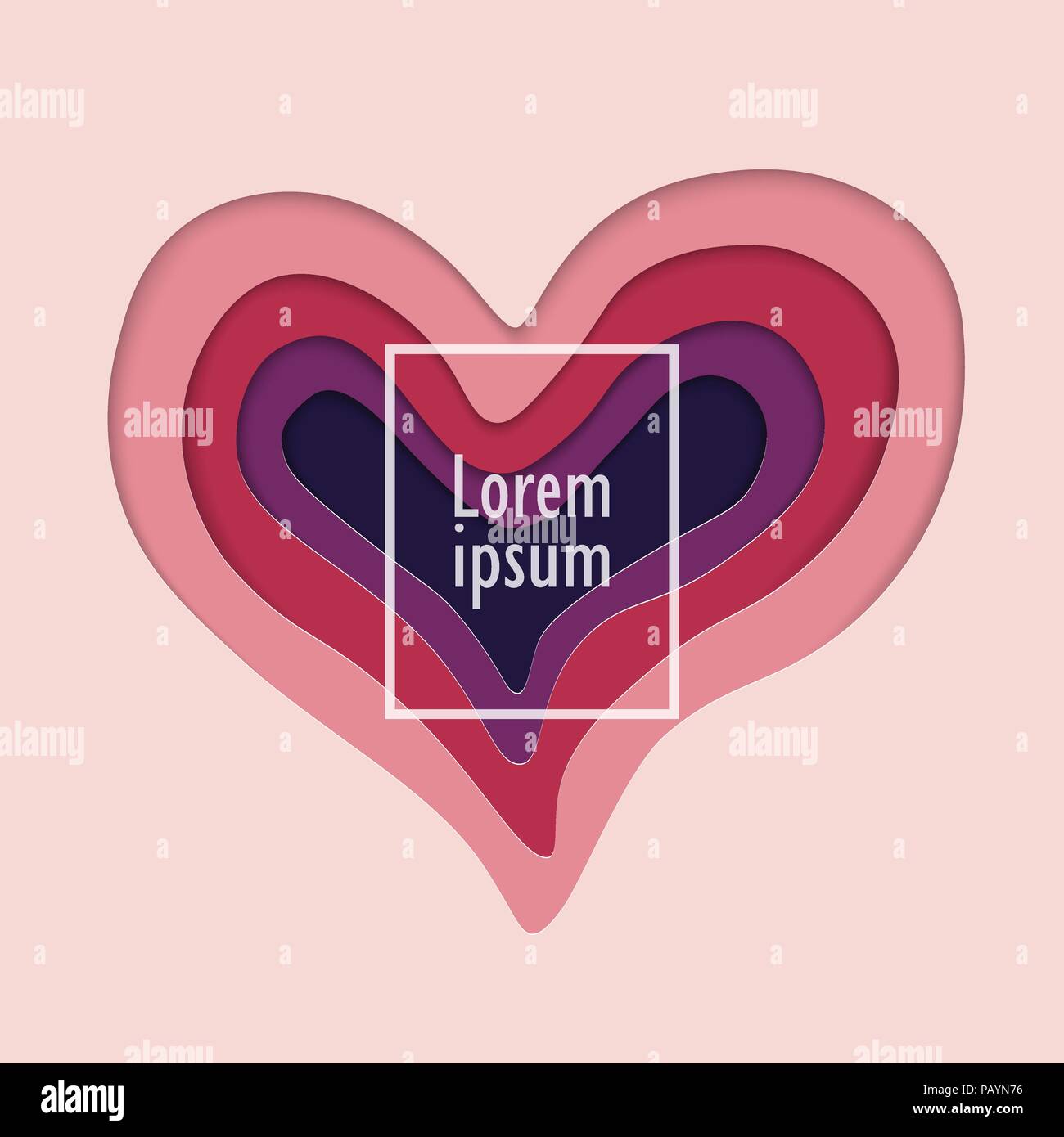 3D abstract heart background with paper cut shapes design for business ...
