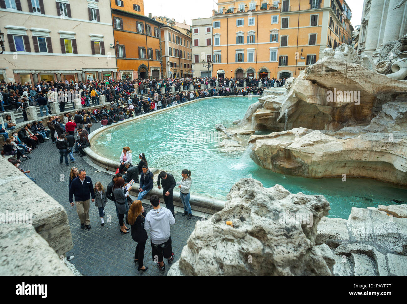 tuorists at Trevi Fountain. Rome, Italy, Europe Stock Photo