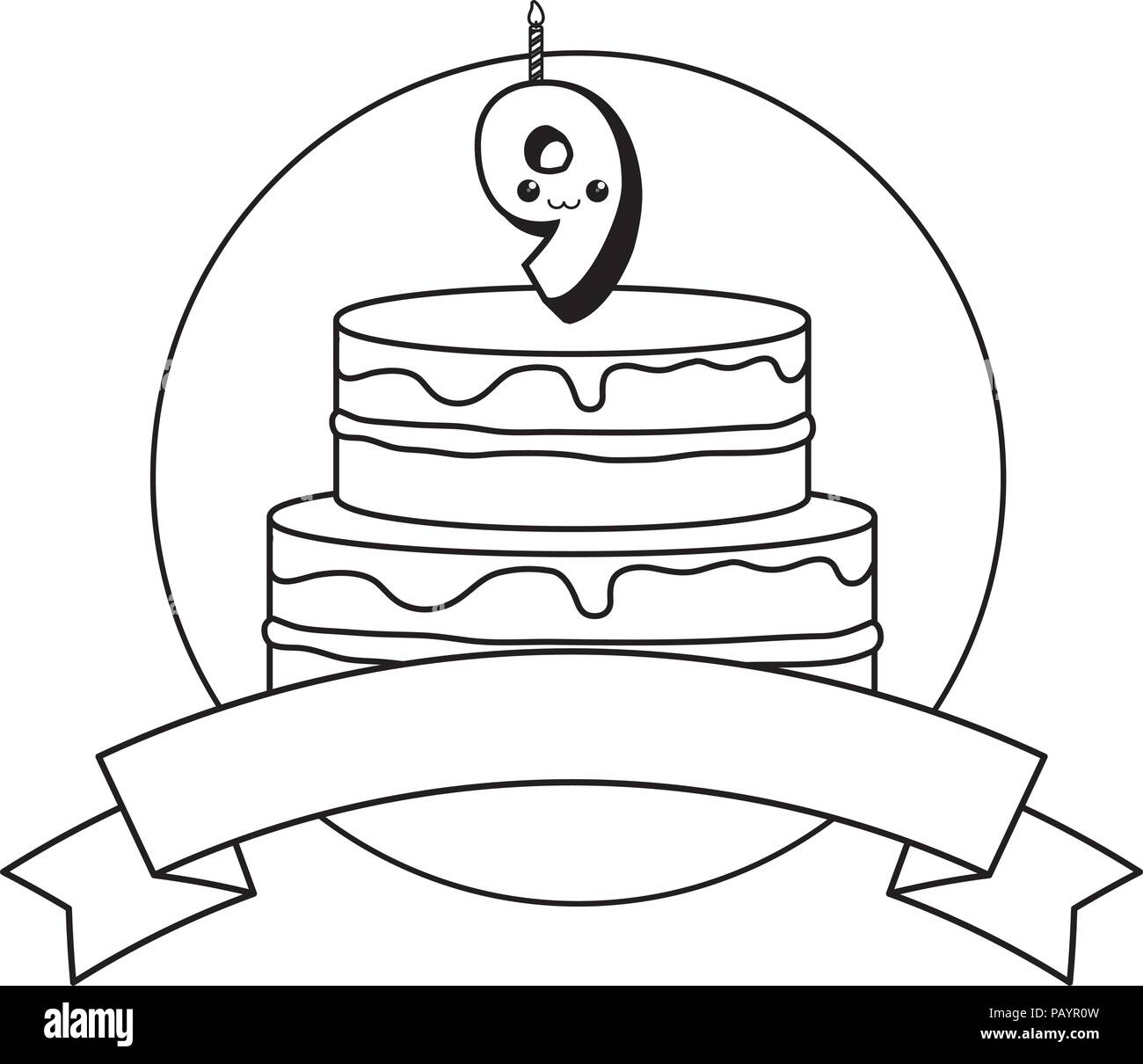 Birthday Cake Candle Number Nine Black And White Stock Photos Images Alamy