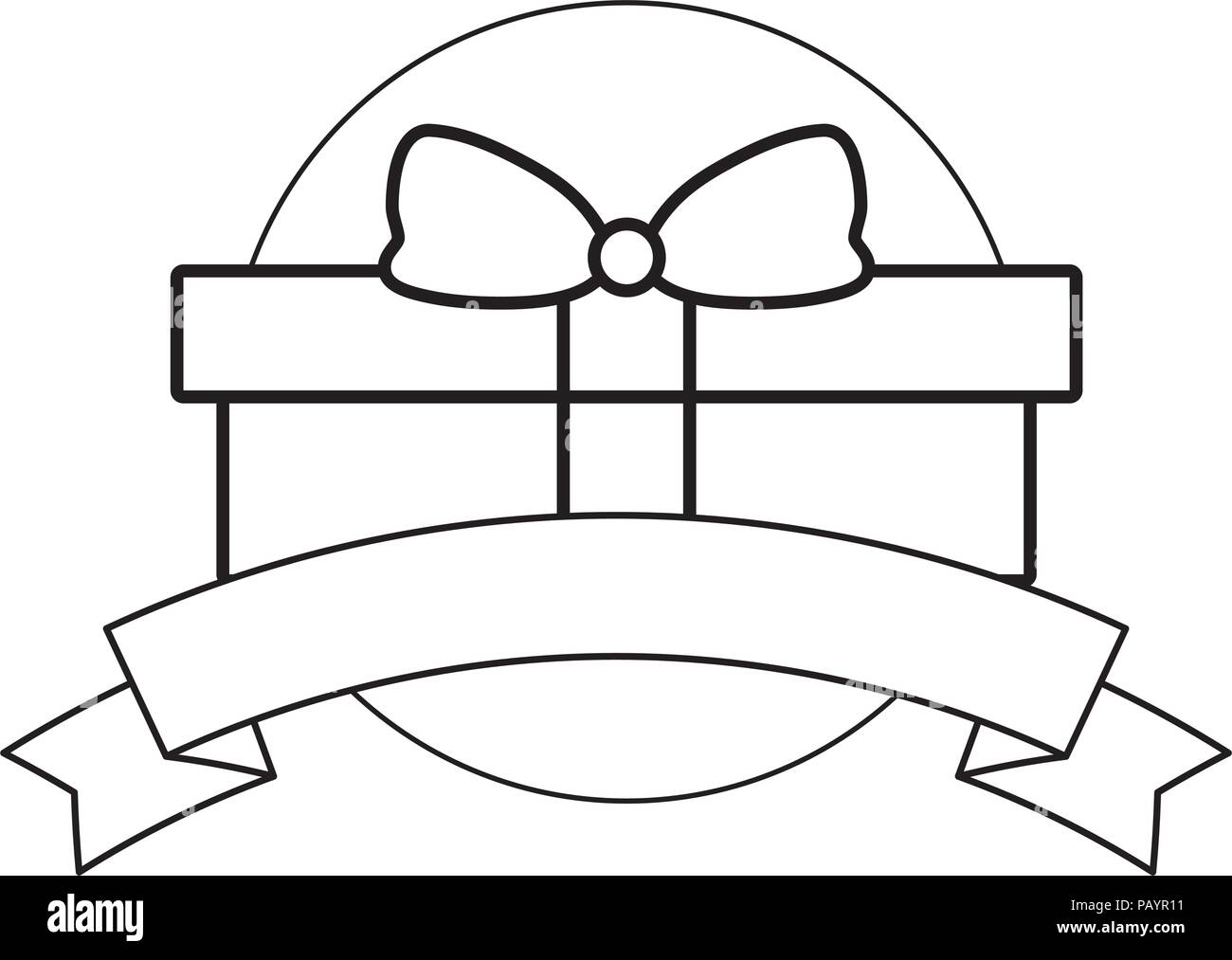 decorative ribbon with present gift icon over white background, vector ...