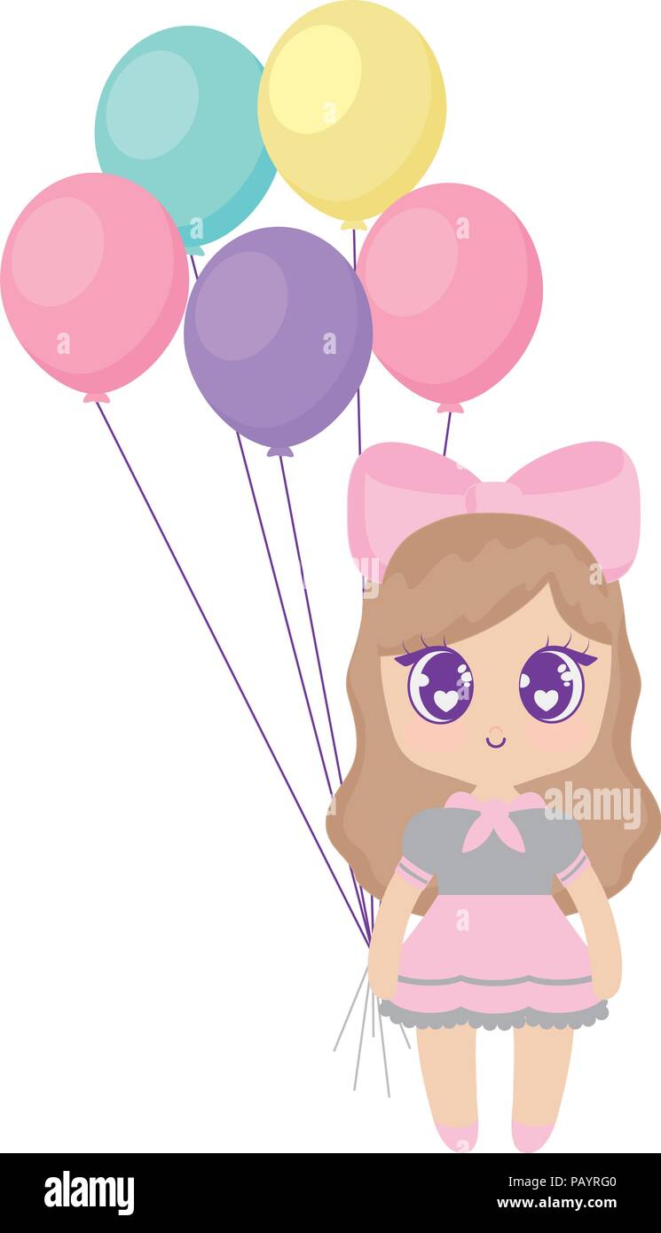 Happy birthday design with anime girl with balloons over white background,  vector illustration Stock Vector Image & Art - Alamy