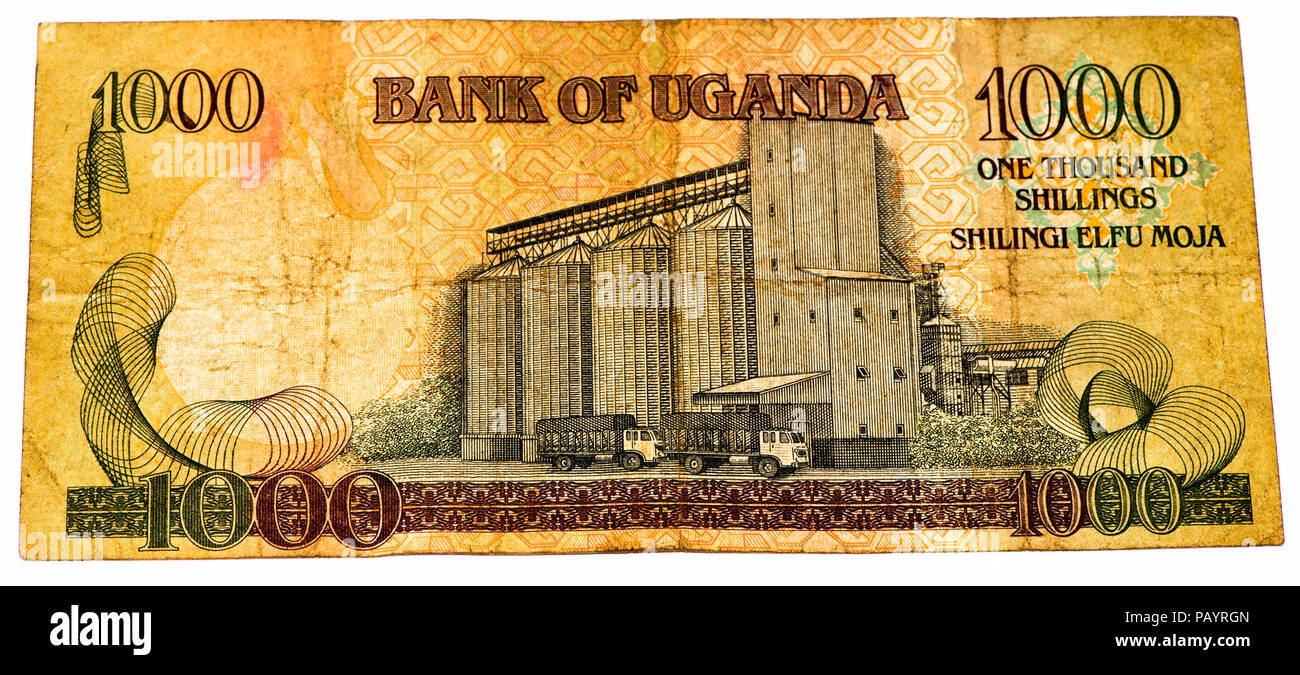 1000 Ugandan shillings bank note. Ugandan shilling is the national