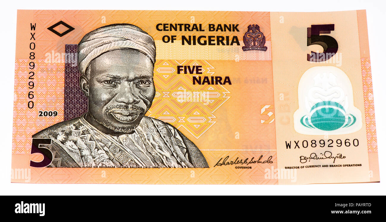 5 Nigerian Naira Bank Note Nigerian Naira Is The Main Currency Of 