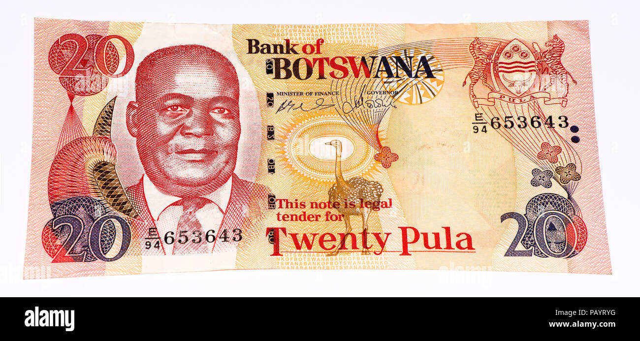 20 pula of Botswana.Pula is the national currency of Botswana Stock