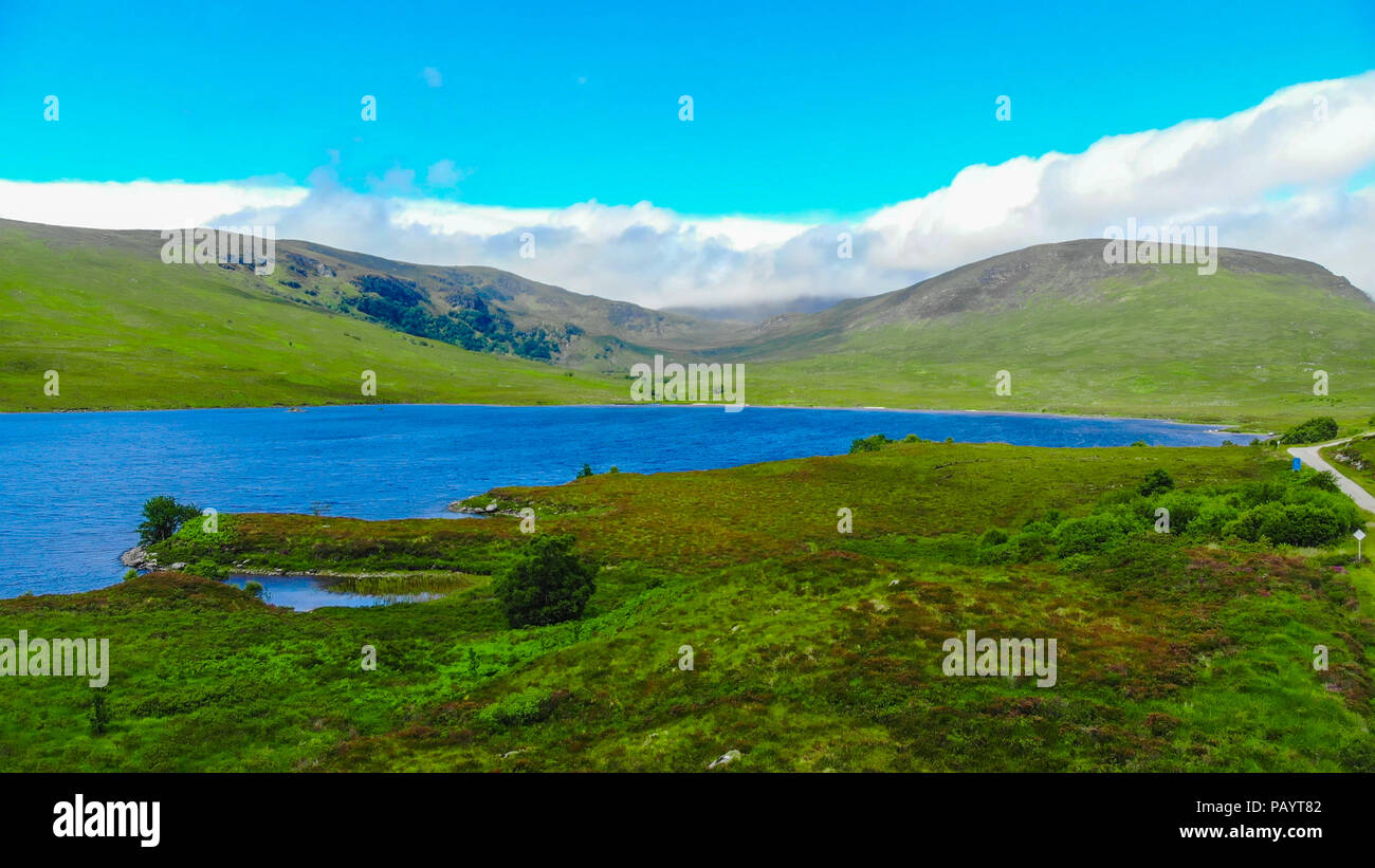 The typical landscape of the Scottish Highlands - aerial view Stock Photo