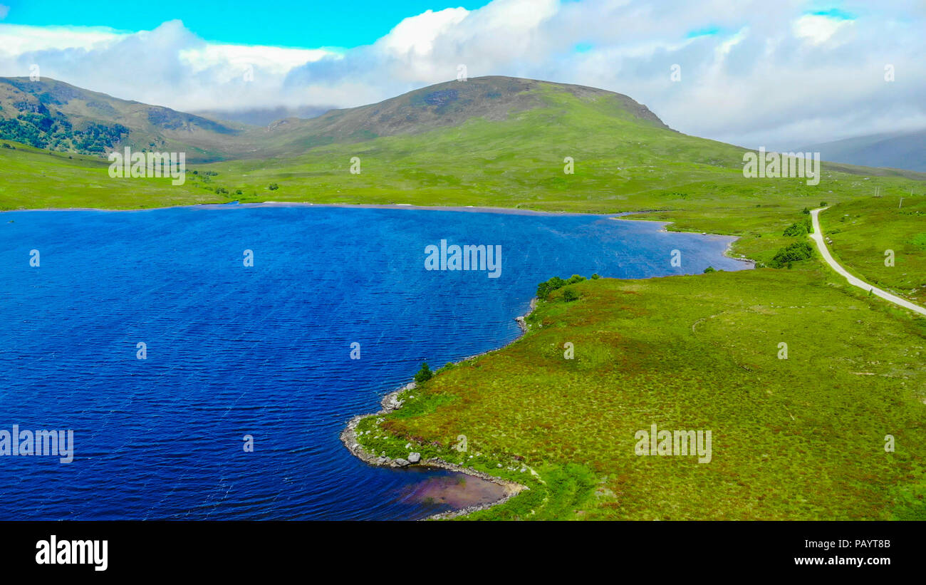 The typical landscape of the Scottish Highlands - aerial view Stock Photo