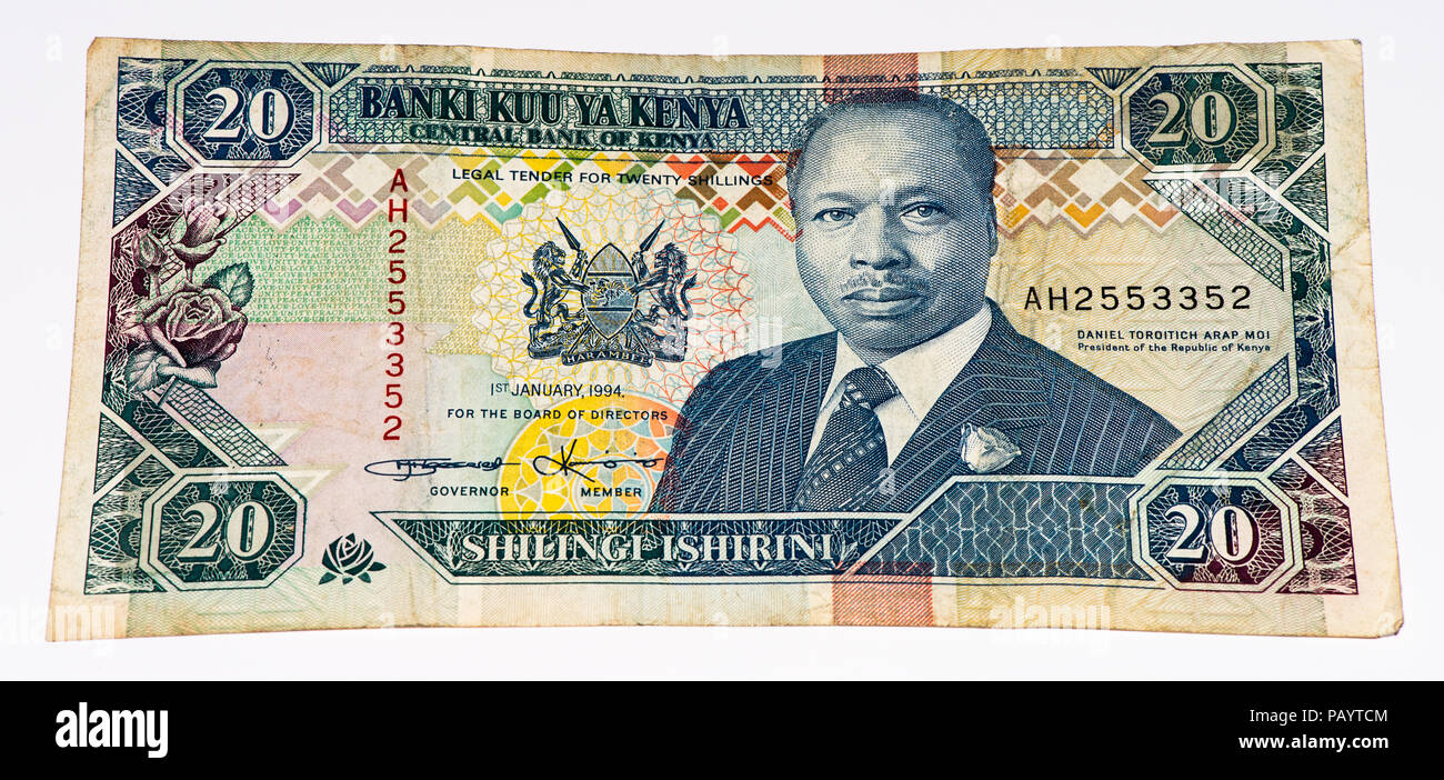 10 Kenyan shillings bank note of Kenya. Kenyan shilling is the national