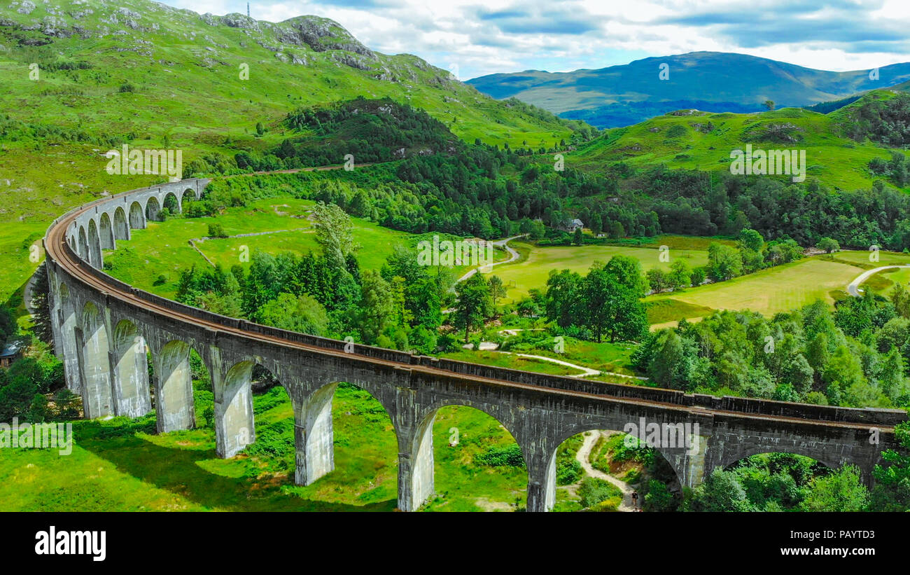 Aerial view over the famous Glenfinnan viaduct in the highlands of Scotland Stock Photo Alamy