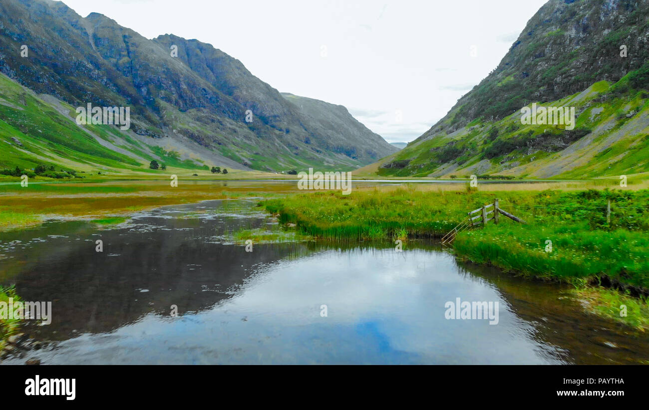 The typical landscape of the Scottish Highlands - aerial view Stock Photo