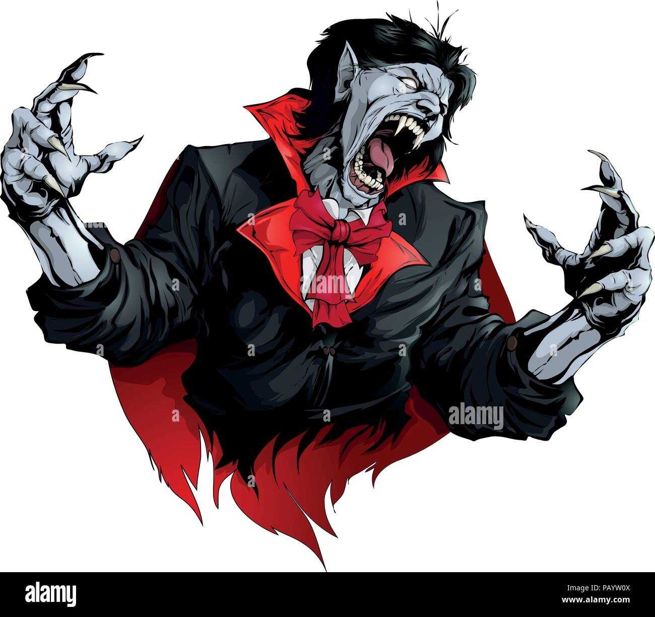 angry vampire in hood painted on white background Stock Vector Image ...