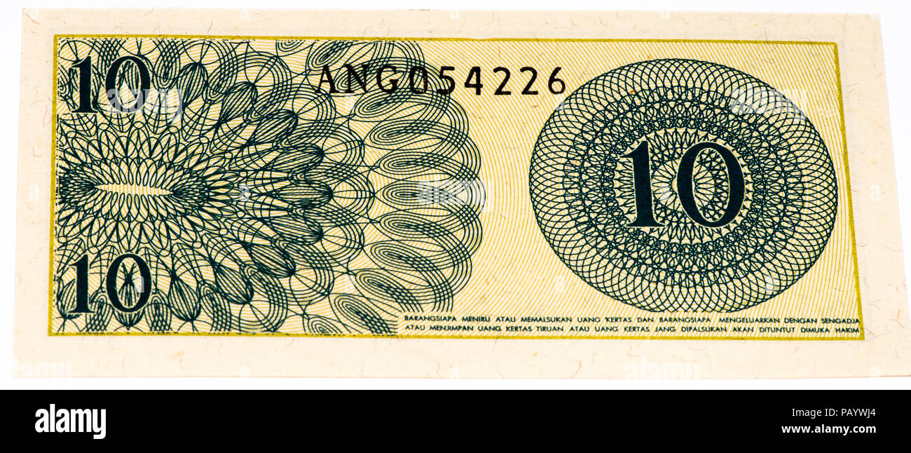 VELIKIE LUKI, RUSSIA - JULY 30, 2015: 10 sen bank note. Sen is the ...