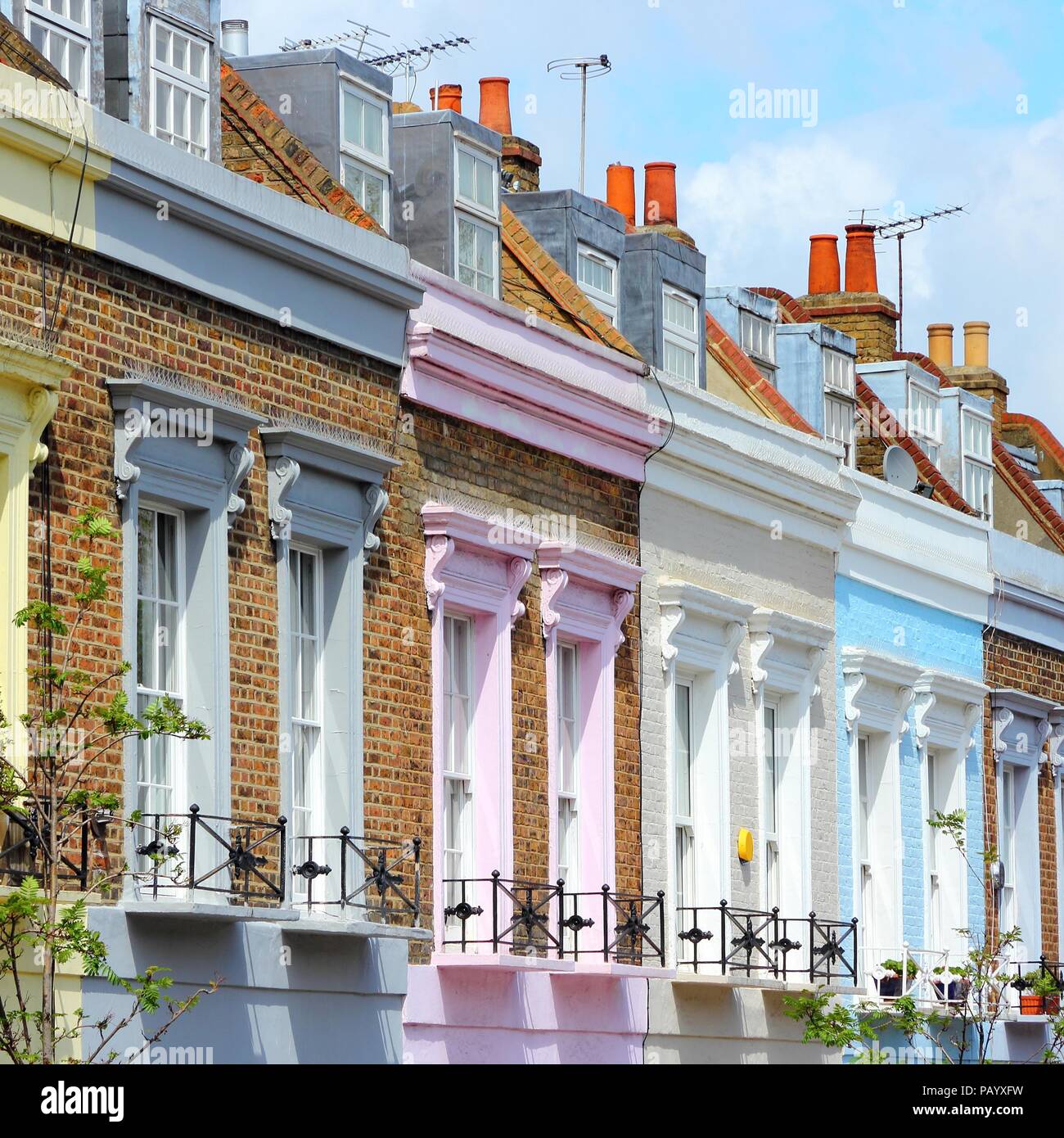 London, United Kingdom - colorful houses in Camden Town district ...