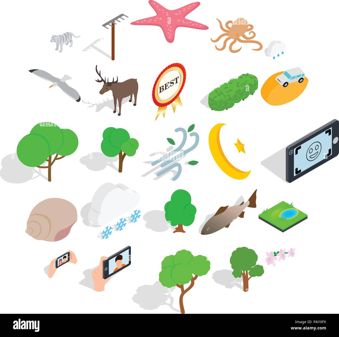 Sanctuary icons set, isometric style Stock Vector