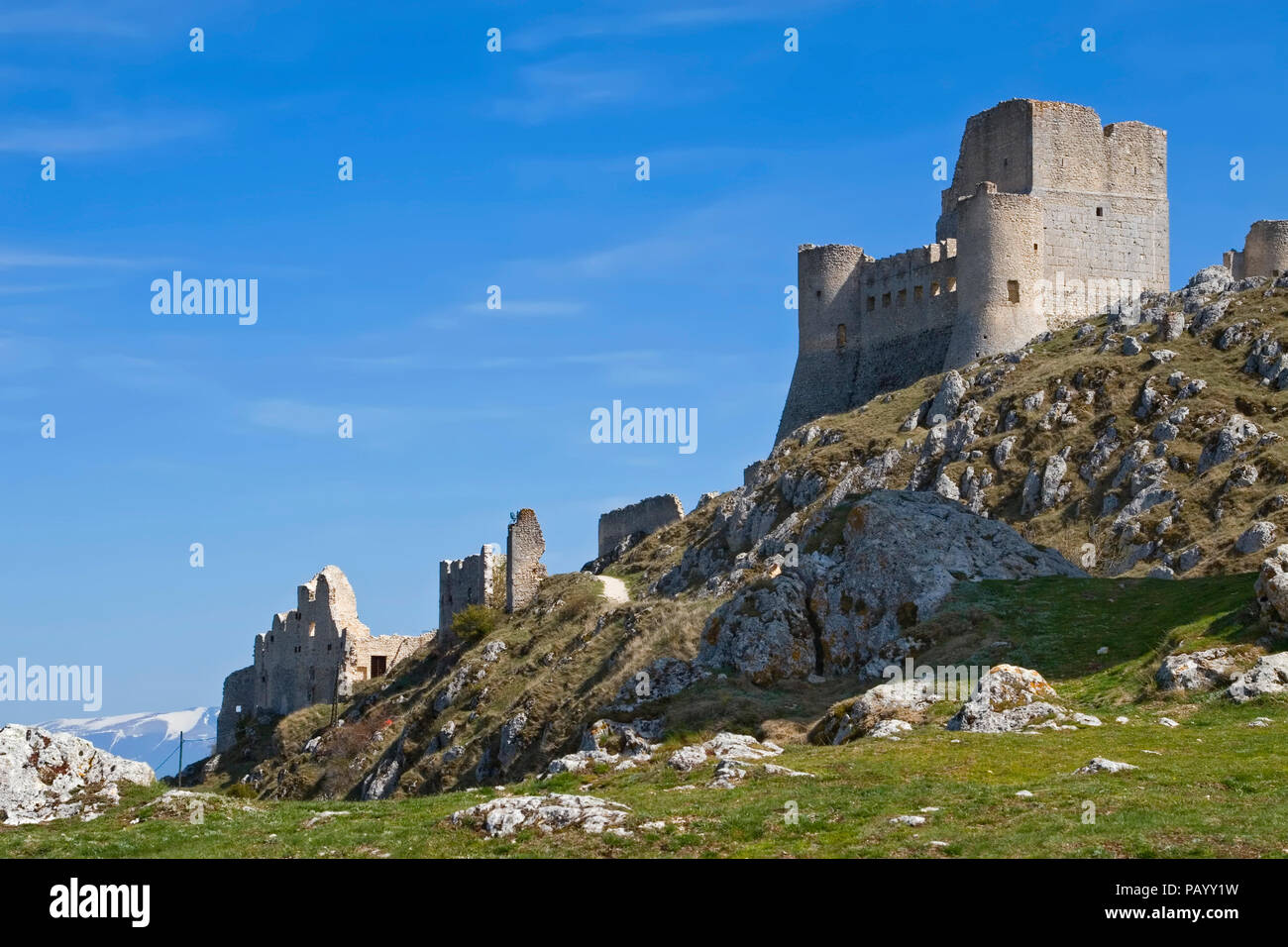 A Castle in the sky - The Lady Howke Castle, Rocca Calascio - Aquila - Italy Stock Photo