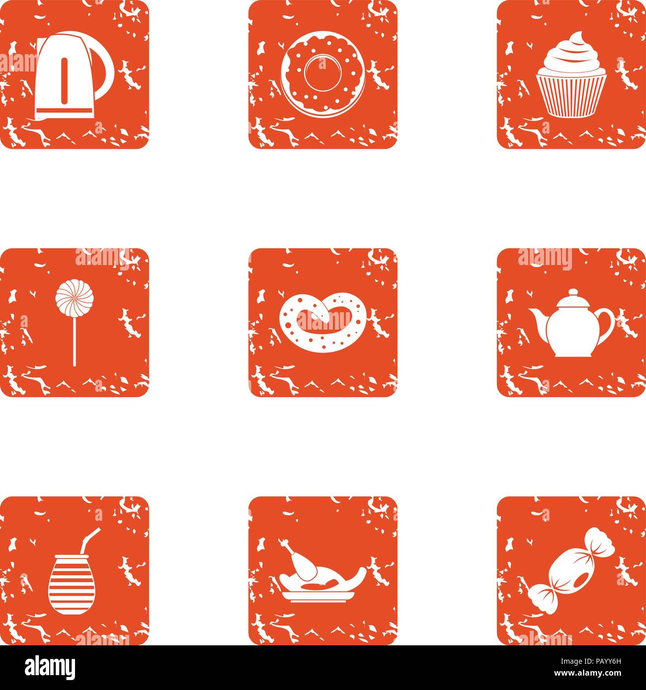 Teaspoon icons set, grunge style Stock Vector
