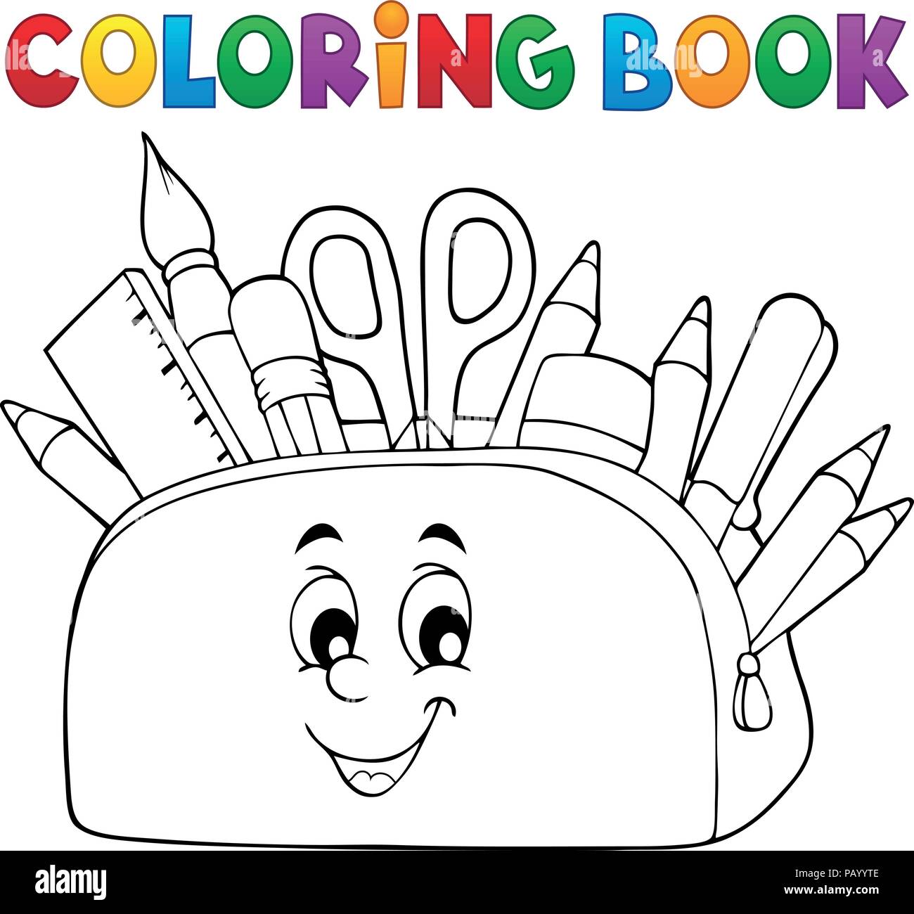 Coloring book pencil case theme 2 - eps10 vector illustration