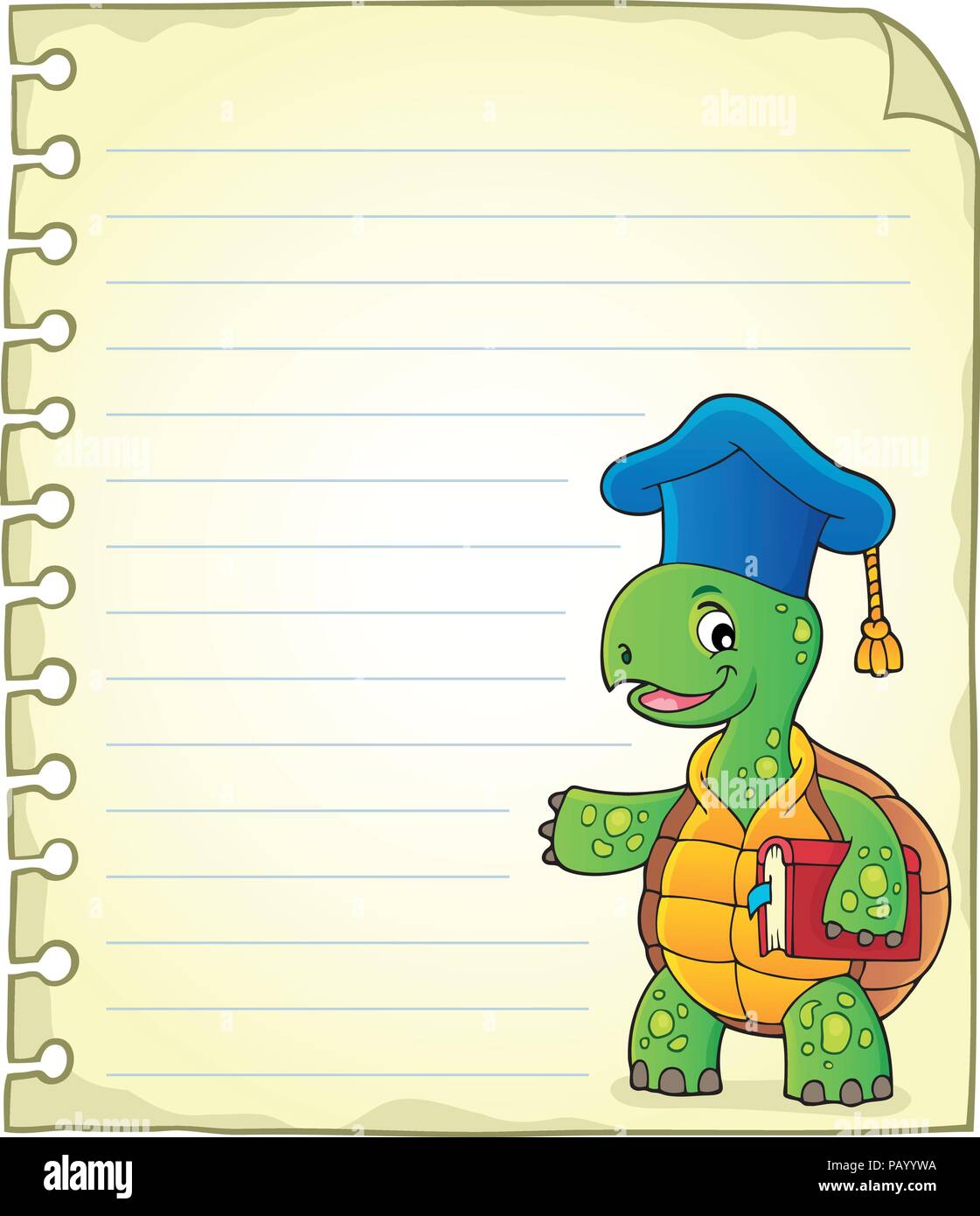 Notepad page with turtle teacher - eps10 vector illustration Stock ...
