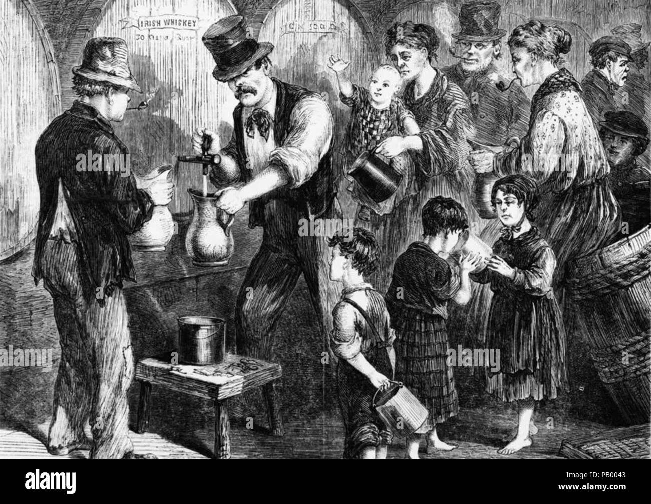IRISH WHISKY DRINKERS in a late 19th century American magazine Stock Photo
