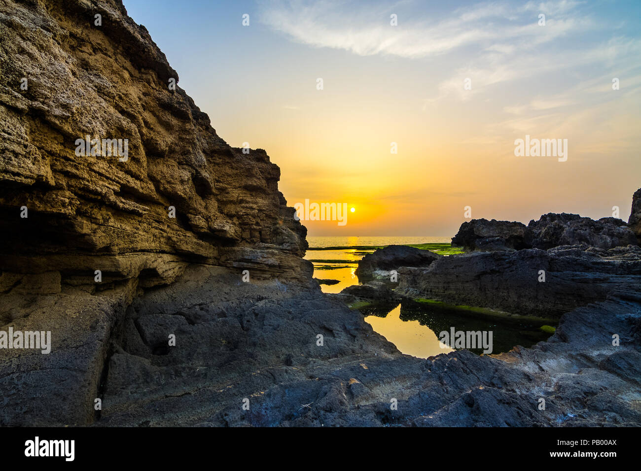 Sunset in Jbeil Byblos, Lebanon Stock Photo