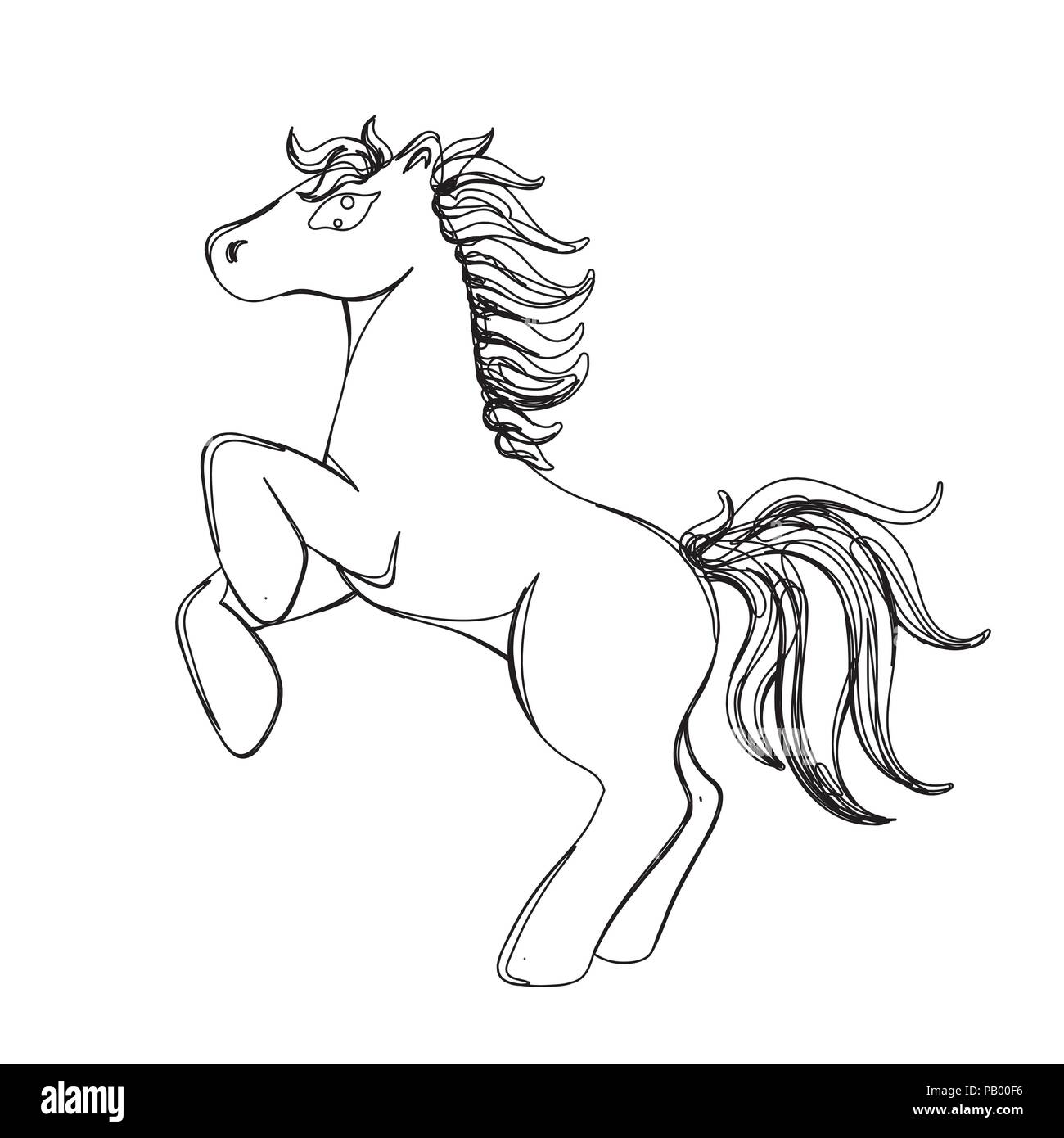 Vector Illustration Of Horse In Continious Line Graphic