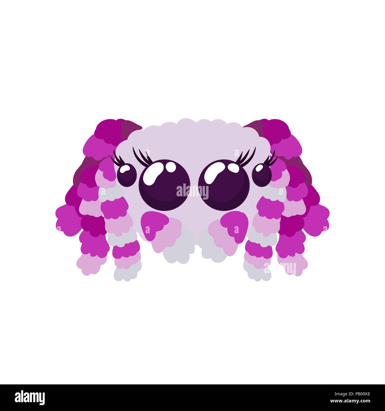 Peacock spider cute vector illustration in pink colors not scary friendly arachnid Stock Vector
