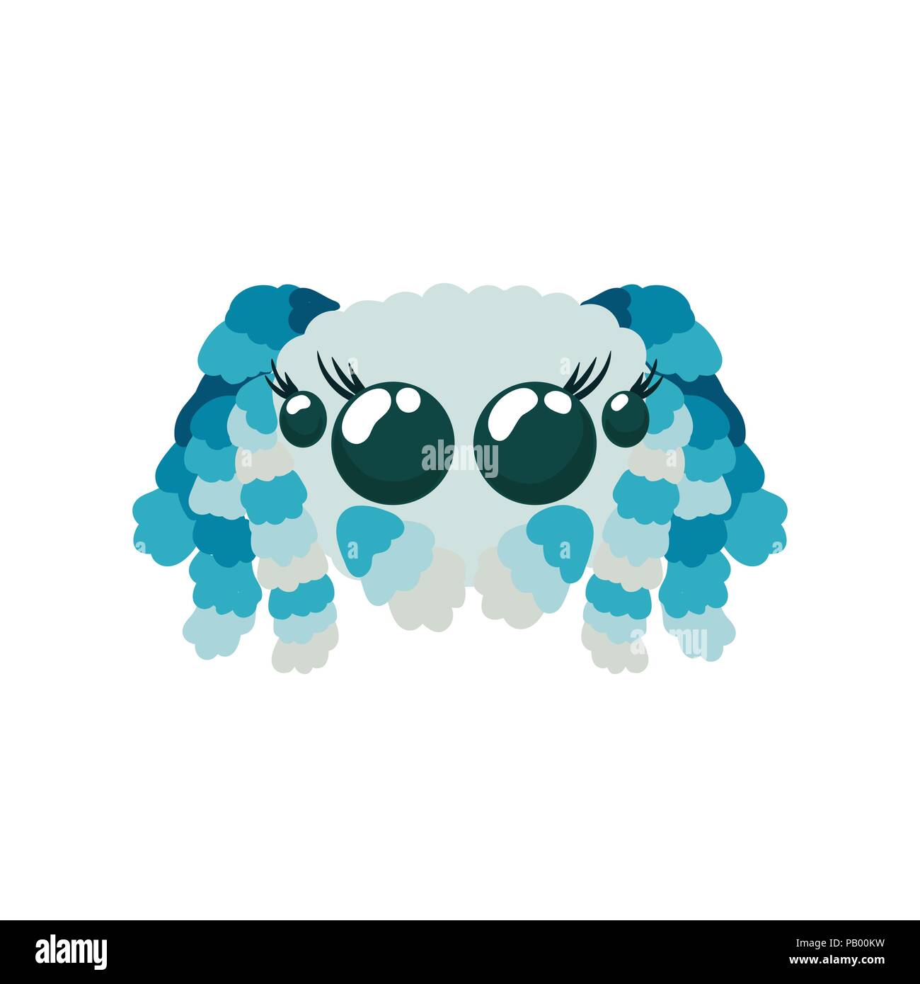 Peacock spider cute vector illustration in blue colors not scary friendly arachnid Stock Vector