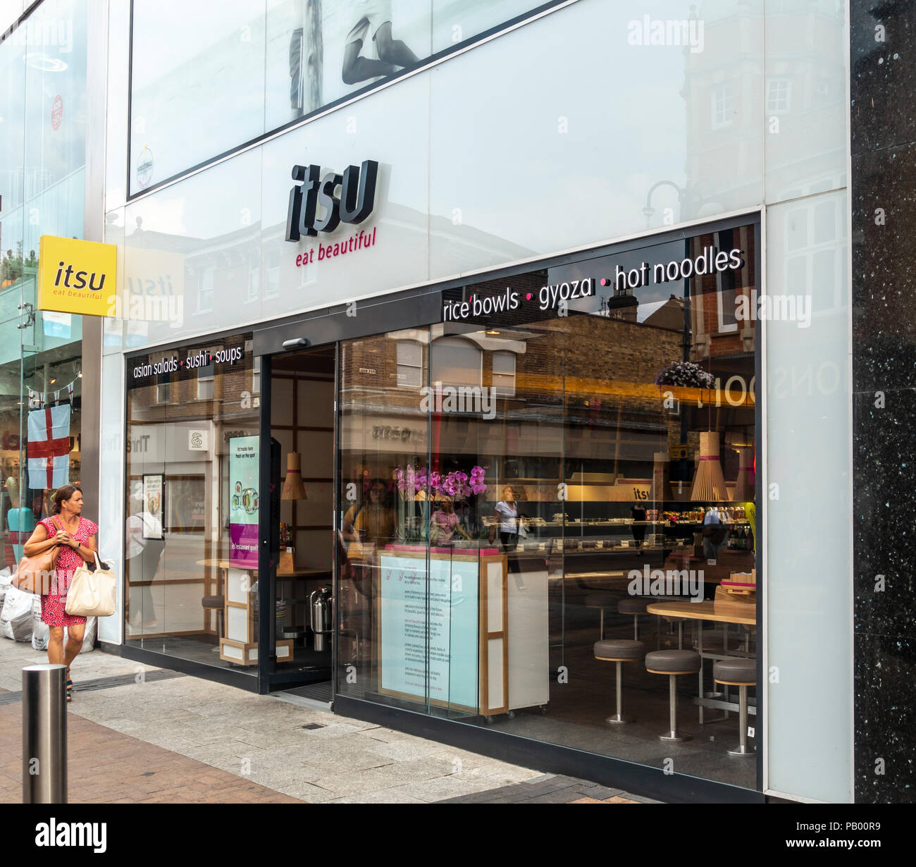 Exterior, entrance and shop window of Itsu, an Asian themed fast food