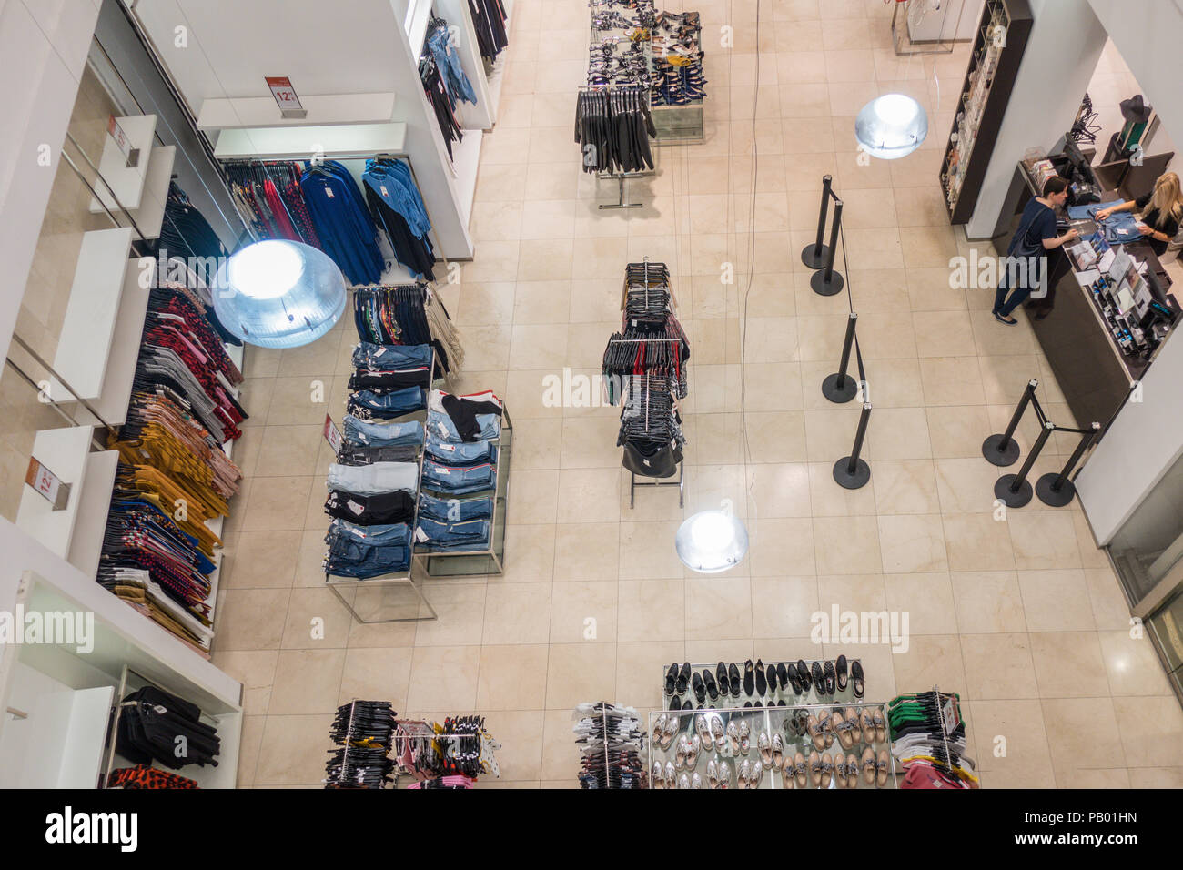 View to Zara store from above. Zara is a Spanish clothing and