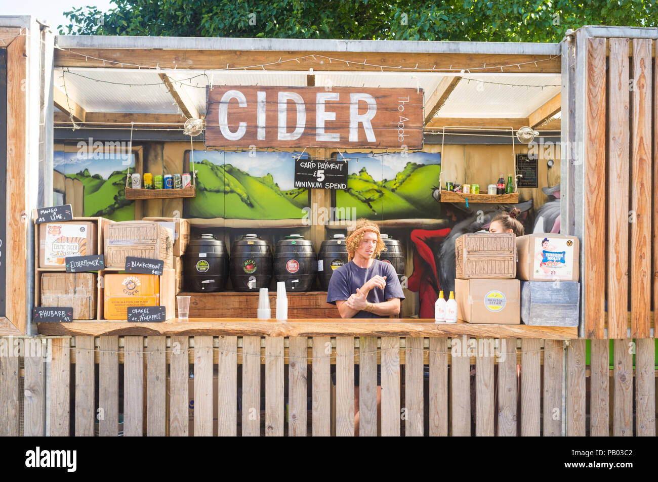 Cider bar with barman, Bristol, UK Stock Photo Alamy