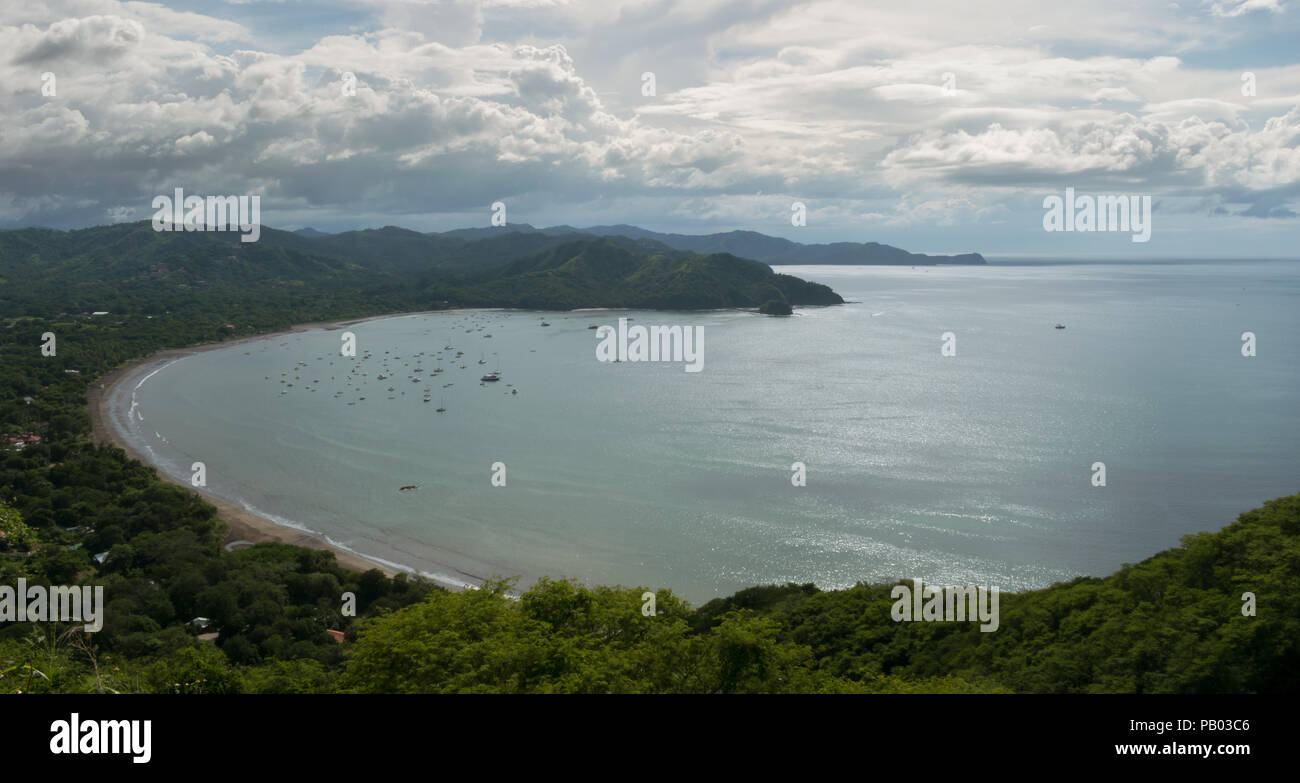 Amazing panoramic view  of Coco Beach, Costa Rica. Perfect place to enjoy the nature, sand and sun. Stock Photo