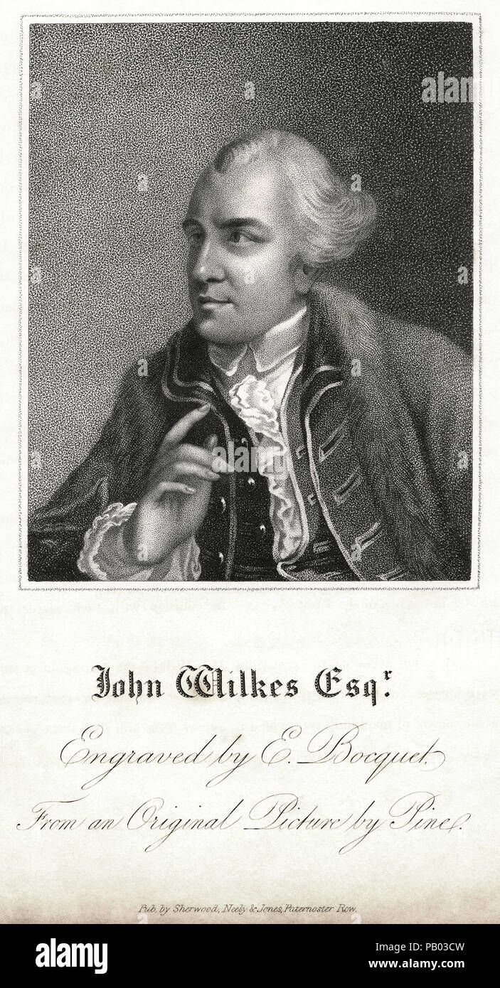 John Wilkes (1725-97) English Radical, Journalist and Politician, Engraving by E. Bocquet from an Original Painting by Robert Edge Pine Stock Photo