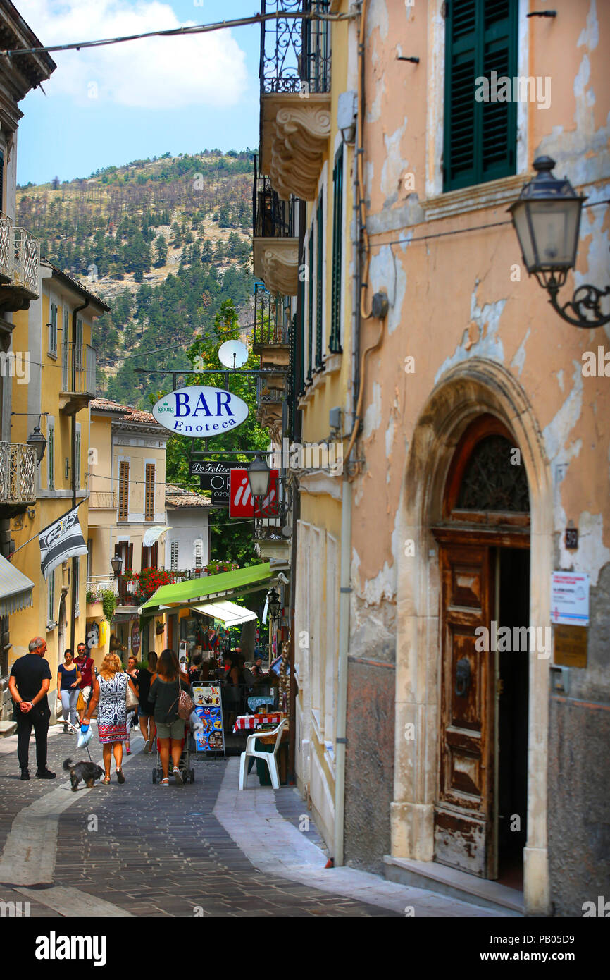Corso Gaeteno Bernardini in Caramanico Terme, Abruzzo, Italy. Stock Photo
