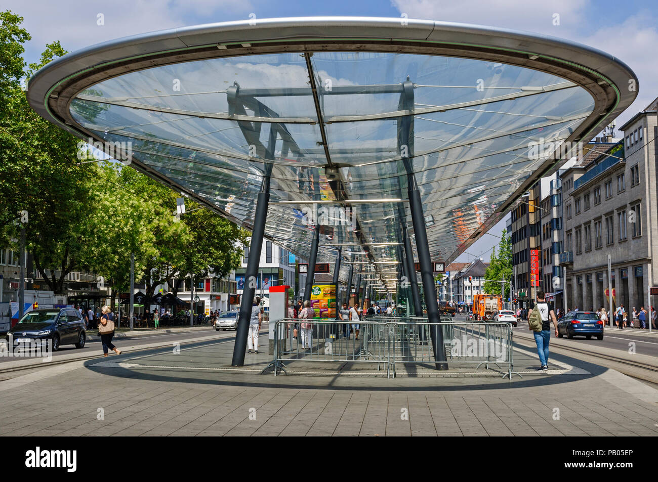 Modern Tram Station in Krefeld, North Rhine-Westphalia, Germany. Stock Photo