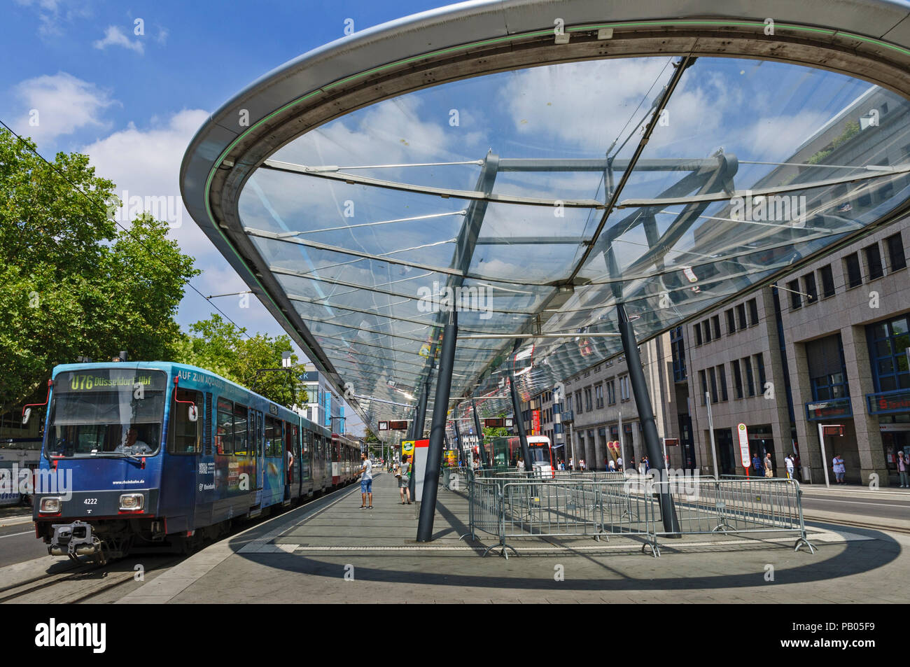 Modern Tram Station in Krefeld, North Rhine-Westphalia, Germany. Stock Photo