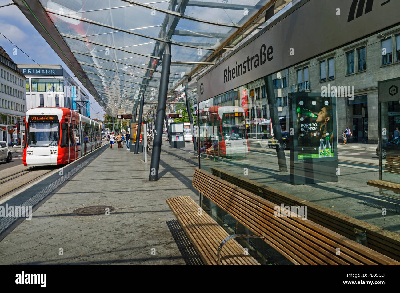 Modern Tram Station in Krefeld, North Rhine-Westphalia, Germany. Stock Photo