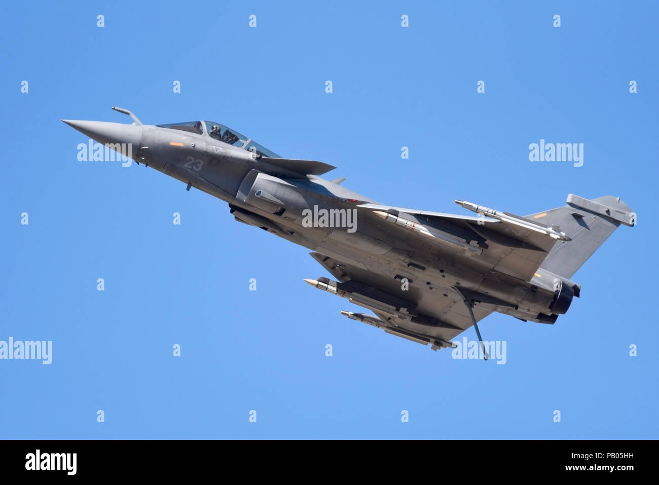 French Naval Aviation Aéronavale Dassault Rafale M flying at the Royal International Air Tattoo, RIAT, RAF Fairford, UK. Stock Photo