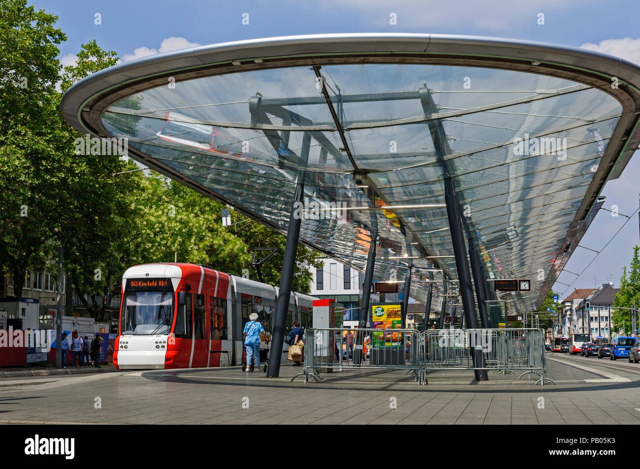 Modern Tram Station in Krefeld, North Rhine-Westphalia, Germany. Stock Photo