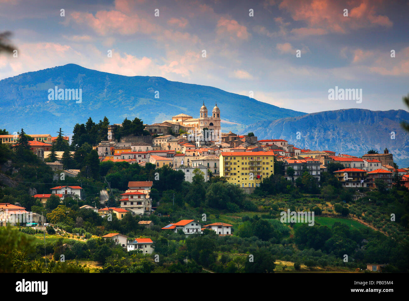 San Valentino in Abruzzo Citeriore, Italy, with Gran Sasso National Park  mountain range in the background Stock Photo - Alamy