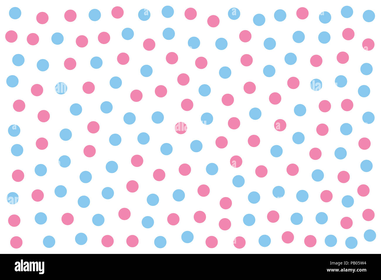 Baby blue and pink dots over white. Background made of randomly placed colored little spots. Spotted area. Wallpaper. Isolated illustration over white Stock Photo