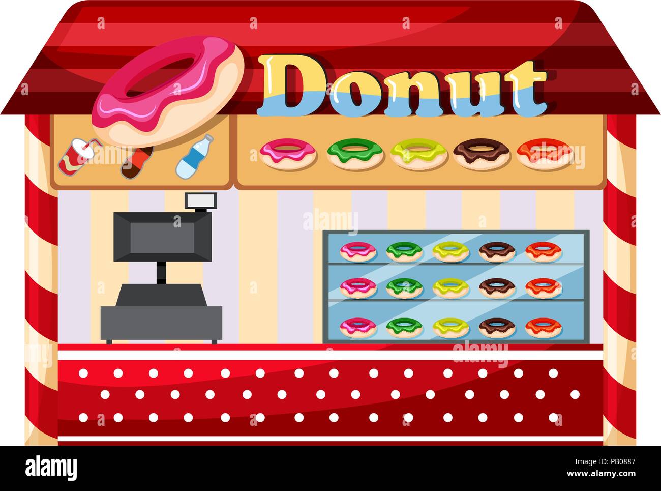 A donut shop on white background illustration Stock Vector Image & Art -  Alamy