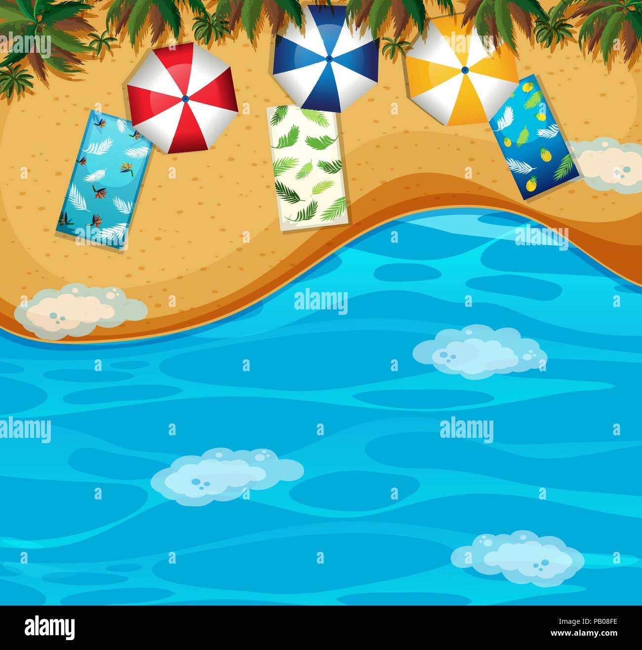 Summer beach aerial view illustration Stock Vector Image & Art - Alamy