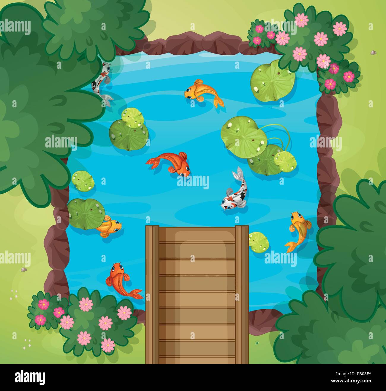 An aerial view of fish pond illustration Stock Vector Image & Art - Alamy