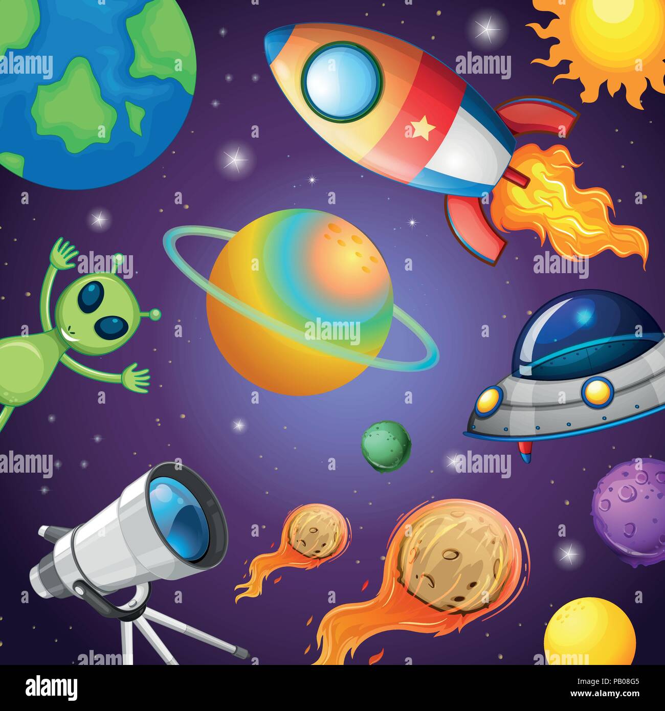 Solar system and space illustration Stock Vector Image & Art - Alamy