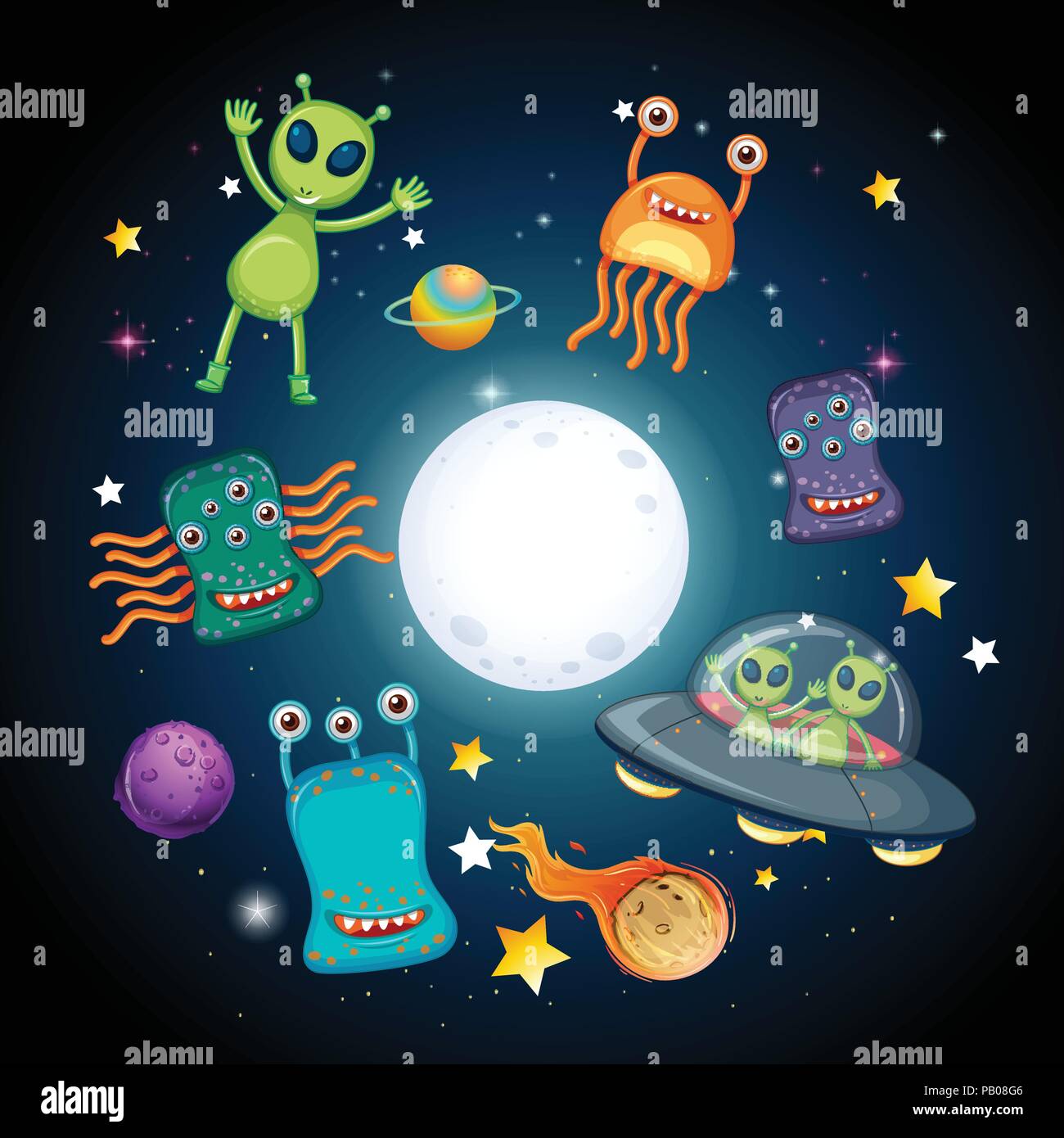 A space and aliens illustration Stock Vector Image & Art - Alamy