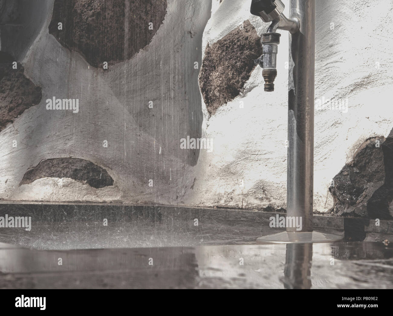 Water from outdoor shower splashing on floor Stock Photo Alamy