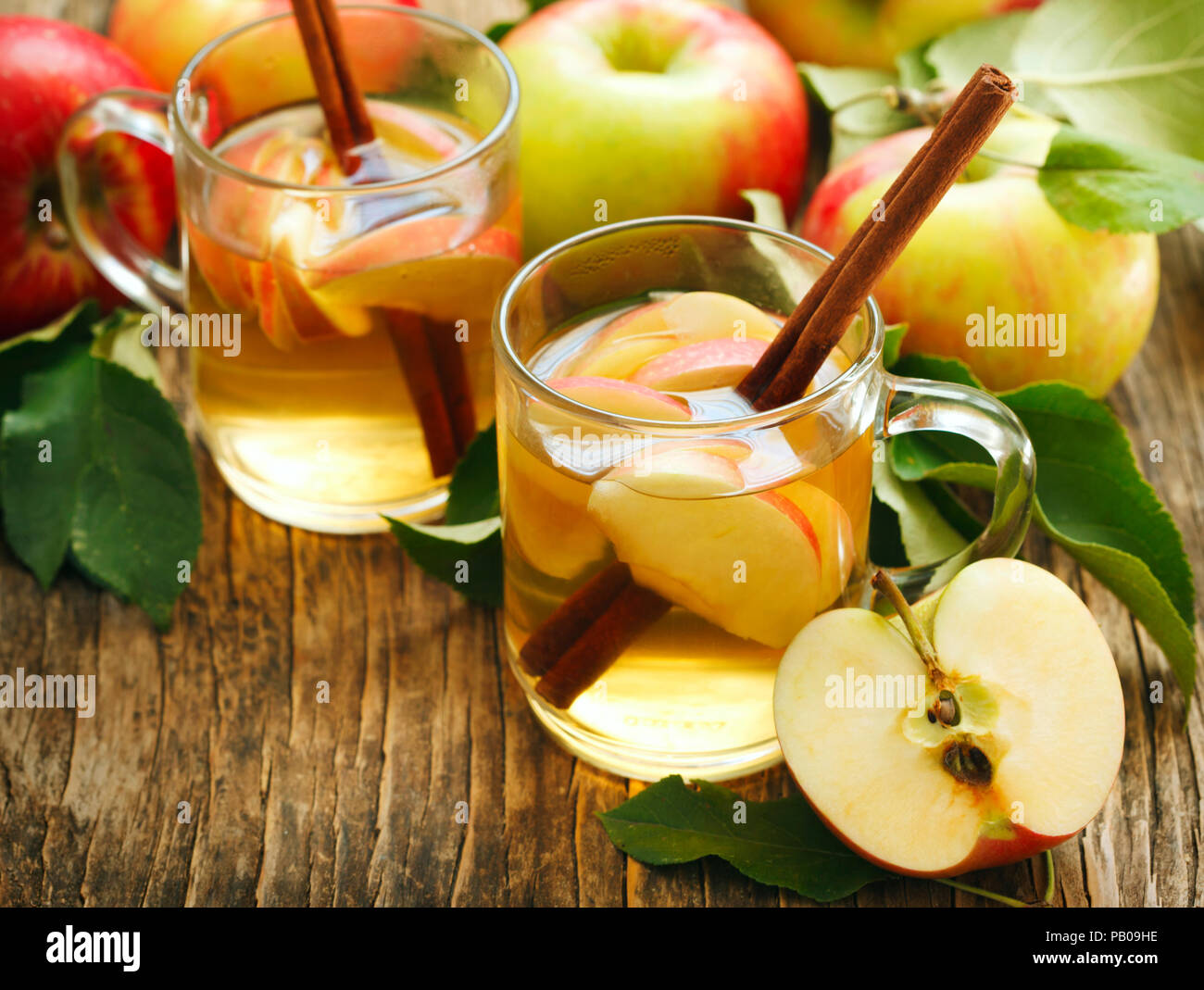 Apple tea with cinnamon Stock Photo